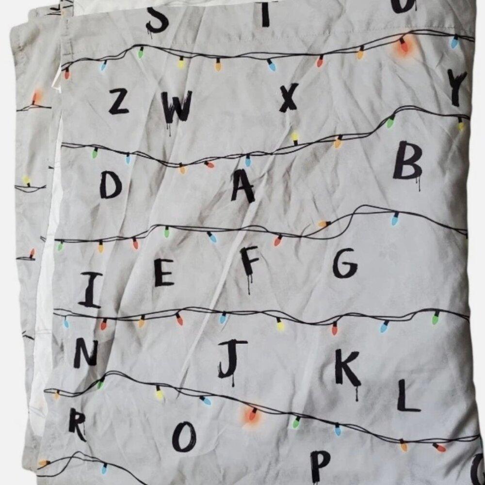 Stranger Things String Lights Letters Full Flat and Fitted sheet set Sheet Gray